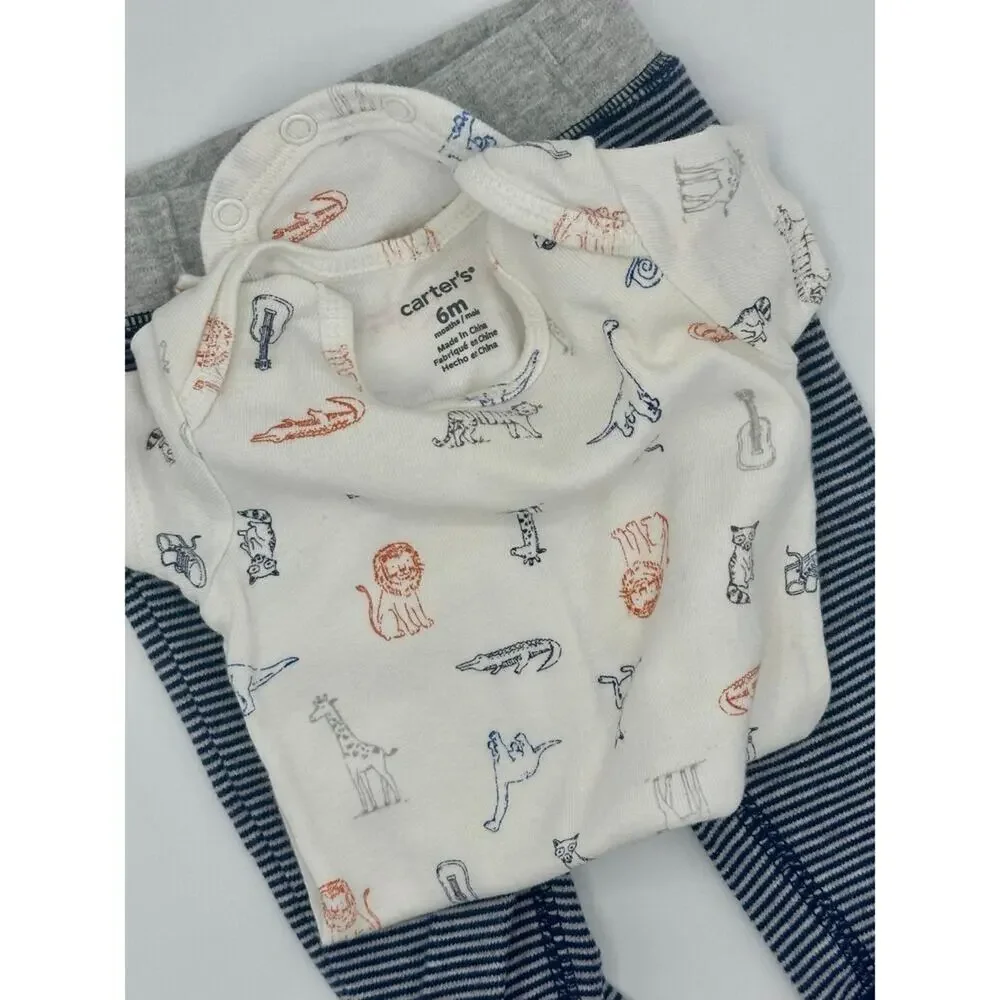 Carter’s Zoo Animal Set Size 9 Months Stripe Giraffe Lion Alligator Bodysuit